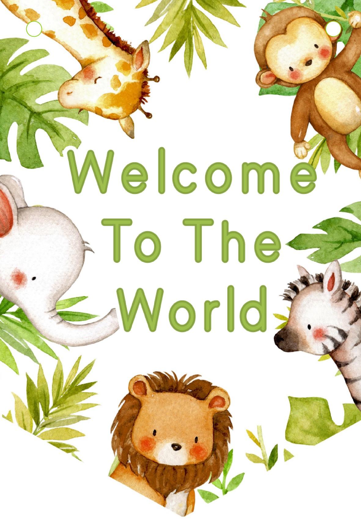 Safari Jungle New Baby Bunting,Personalised New Baby Banner,Garland,Jungle Animals,Baby Shower Decoration