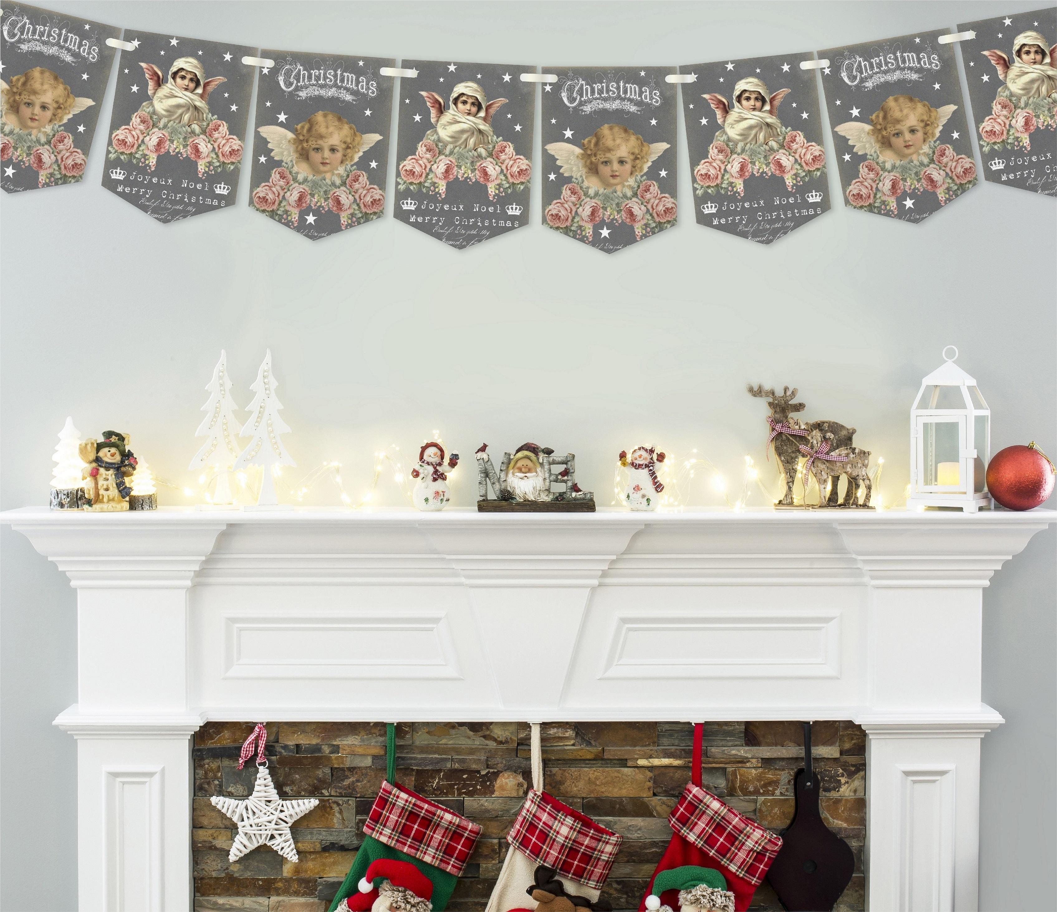 Christmas Bunting,Christmas Garland,Vintage Christmas Angels Bunting,8 Flags,Christmas Decoration