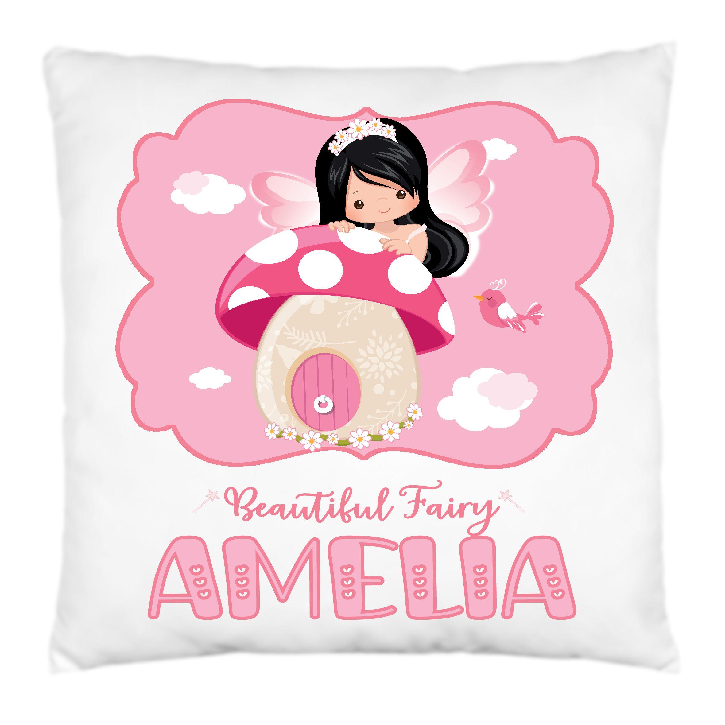 Fairy Cushion Personalised Pillow Throw Blonde or Dark Hair, Personalised Gift for Girls,Home Decor,Girls Bedroom Accessory