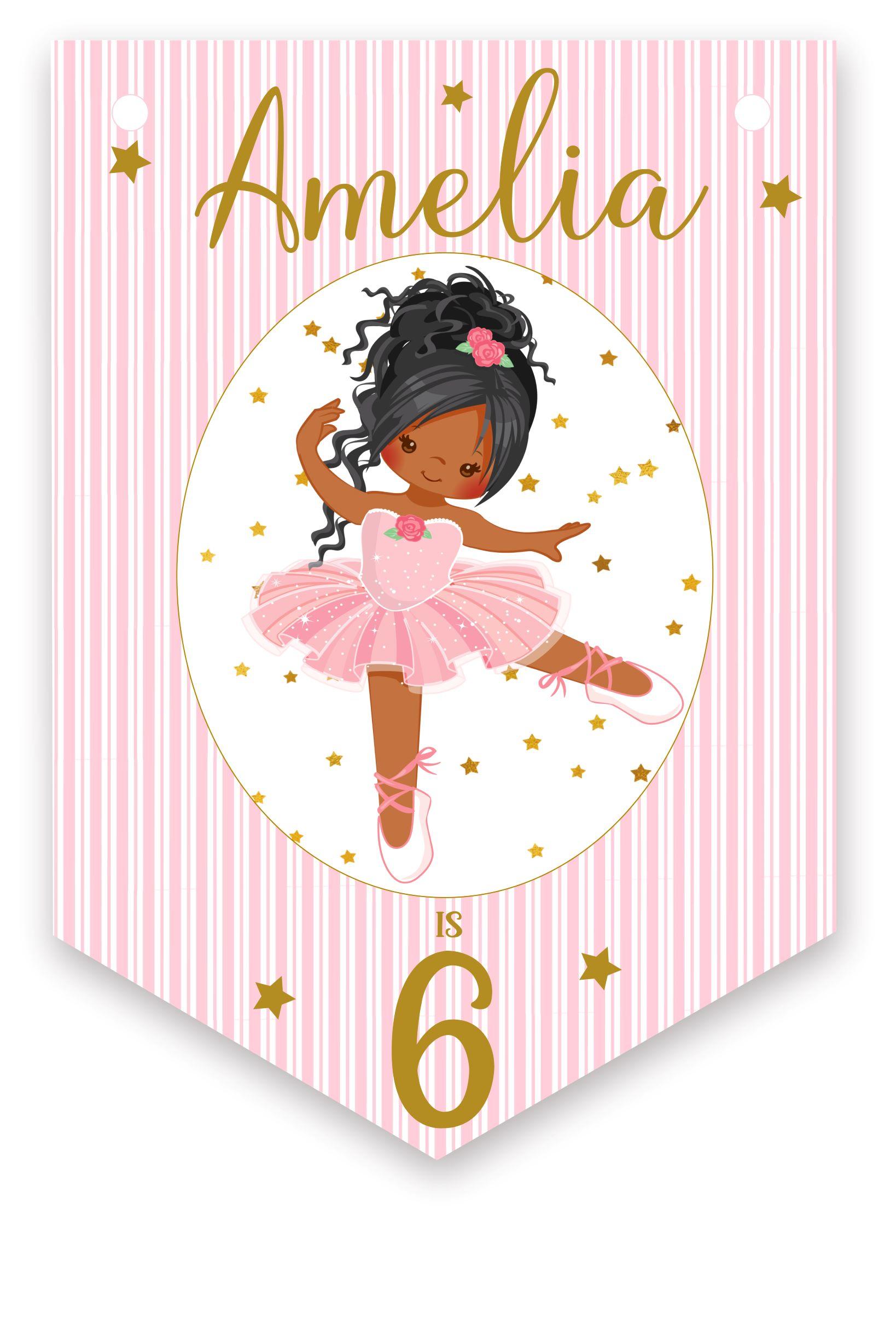 Ballerina Birthday Bunting,Personalised Childrens Birthday Party Banner,Garland,Choice of Hair Colour