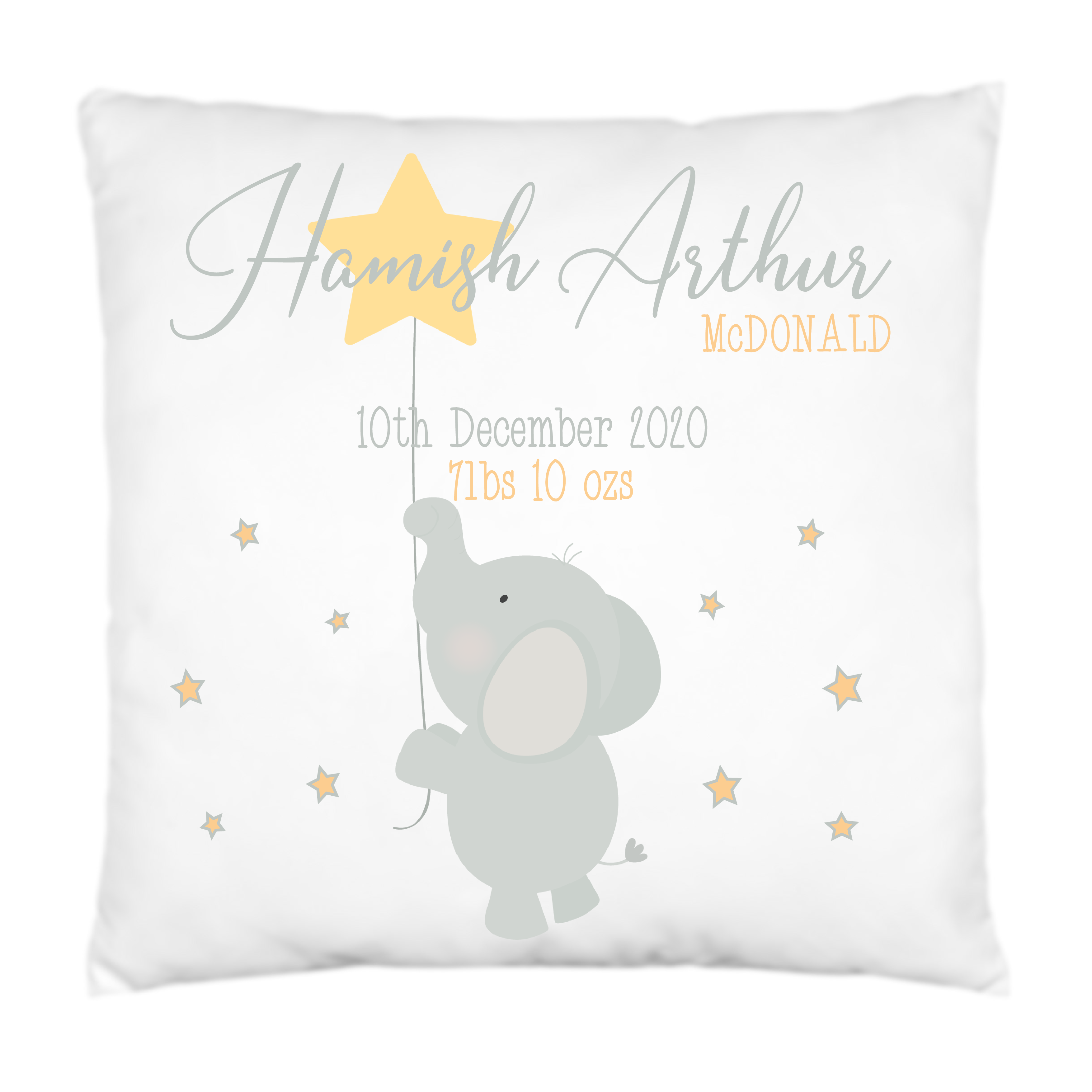 Personalised New Baby Cushion,Pillow,Perfect Gift For New Baby Boy,40 cms square