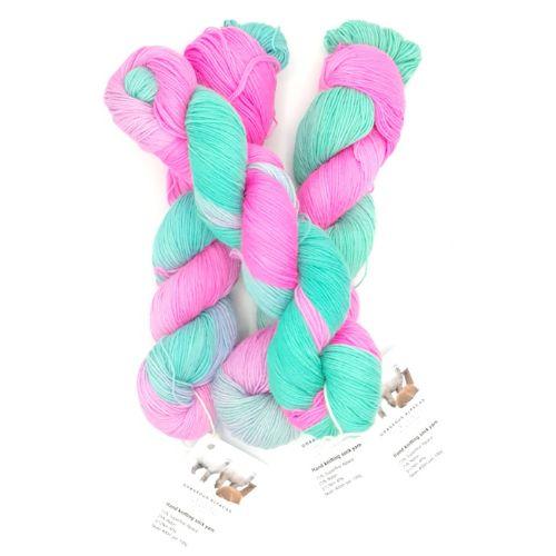 Alpaca sock yarn - hand dyed Turquopink