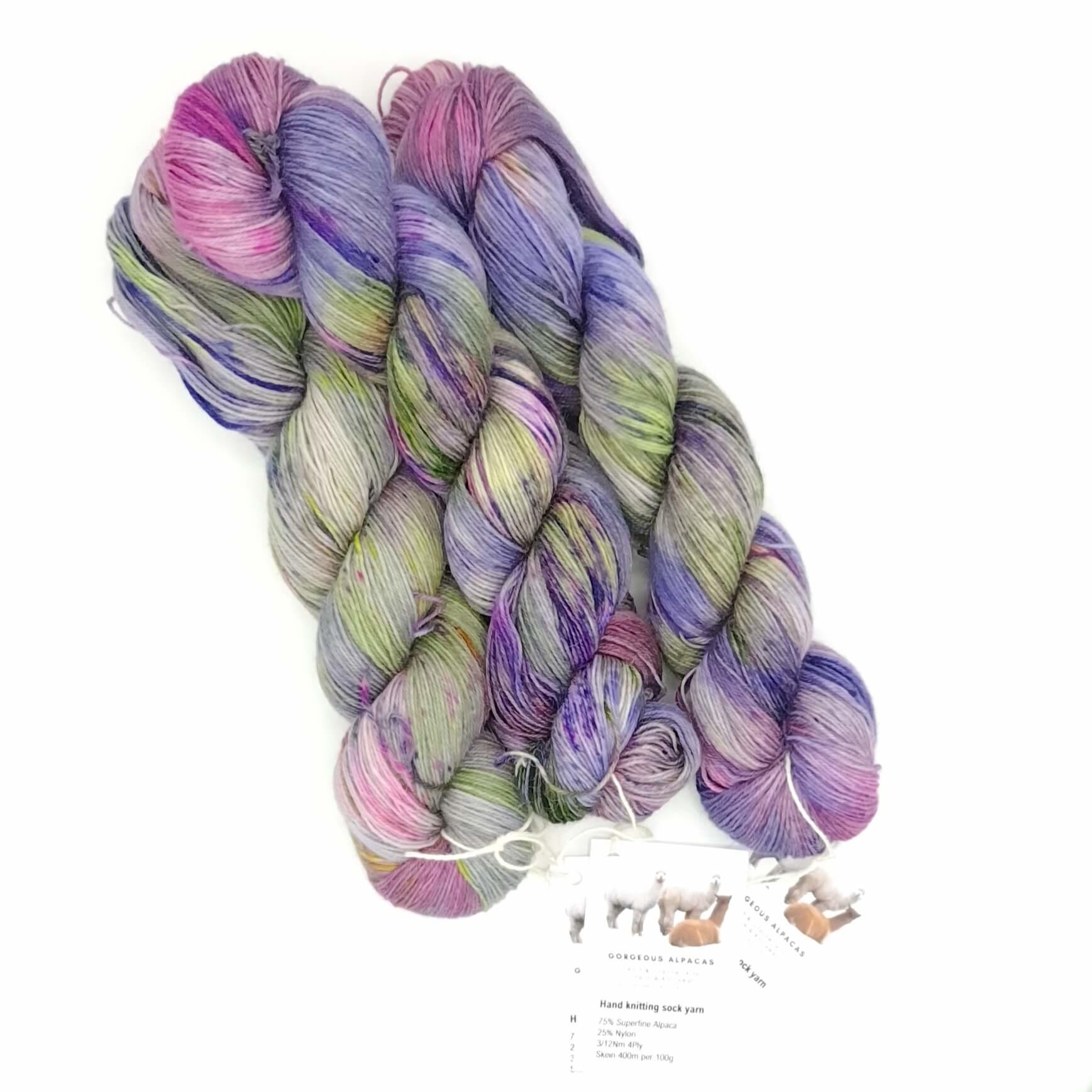 Alpaca sock yarn - hand dyed Wild Meadow