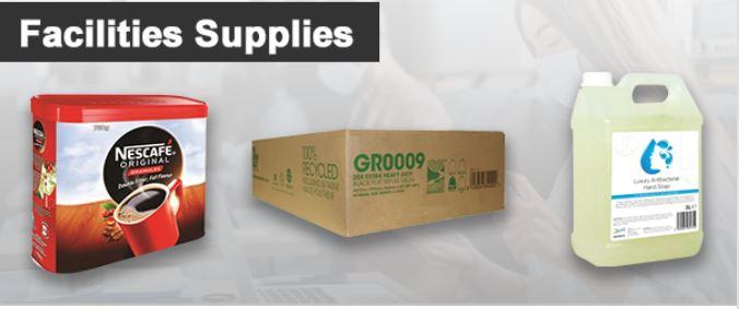 <h2>Beverages</h2><p>Cleaning materials from stock</p><p>Washroom products available from stock</p>