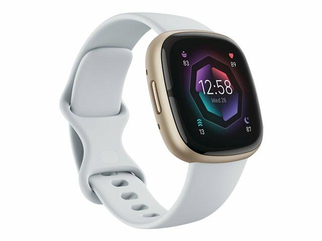 Fitbit Sense 2 - soft gold aluminium - smart watch with band - blue mist