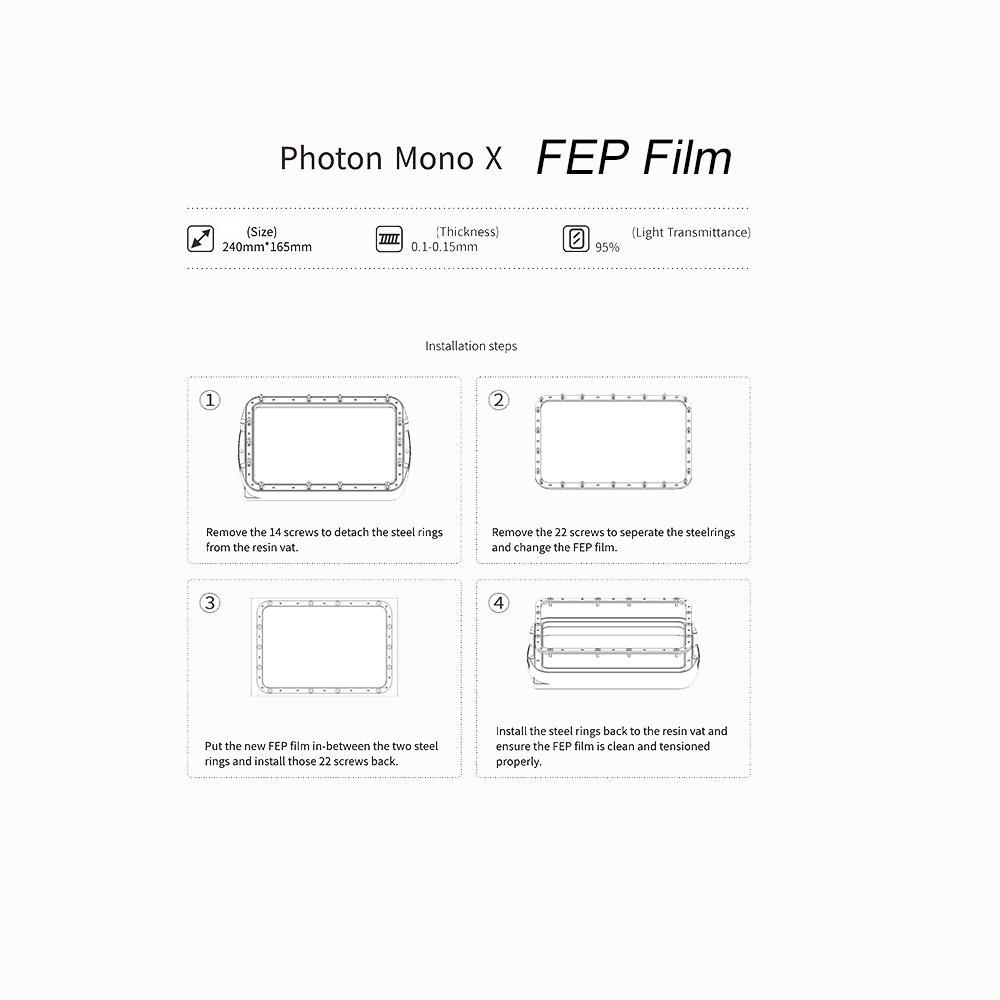 Anycubic Photon 3D Printer Mono/ Mono 4K/ Mono Ultra 2Pc FEP sheet with Fixed Ring