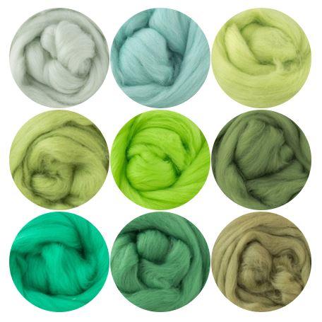 Nine Soft Green Shades of 19 Micron Merino