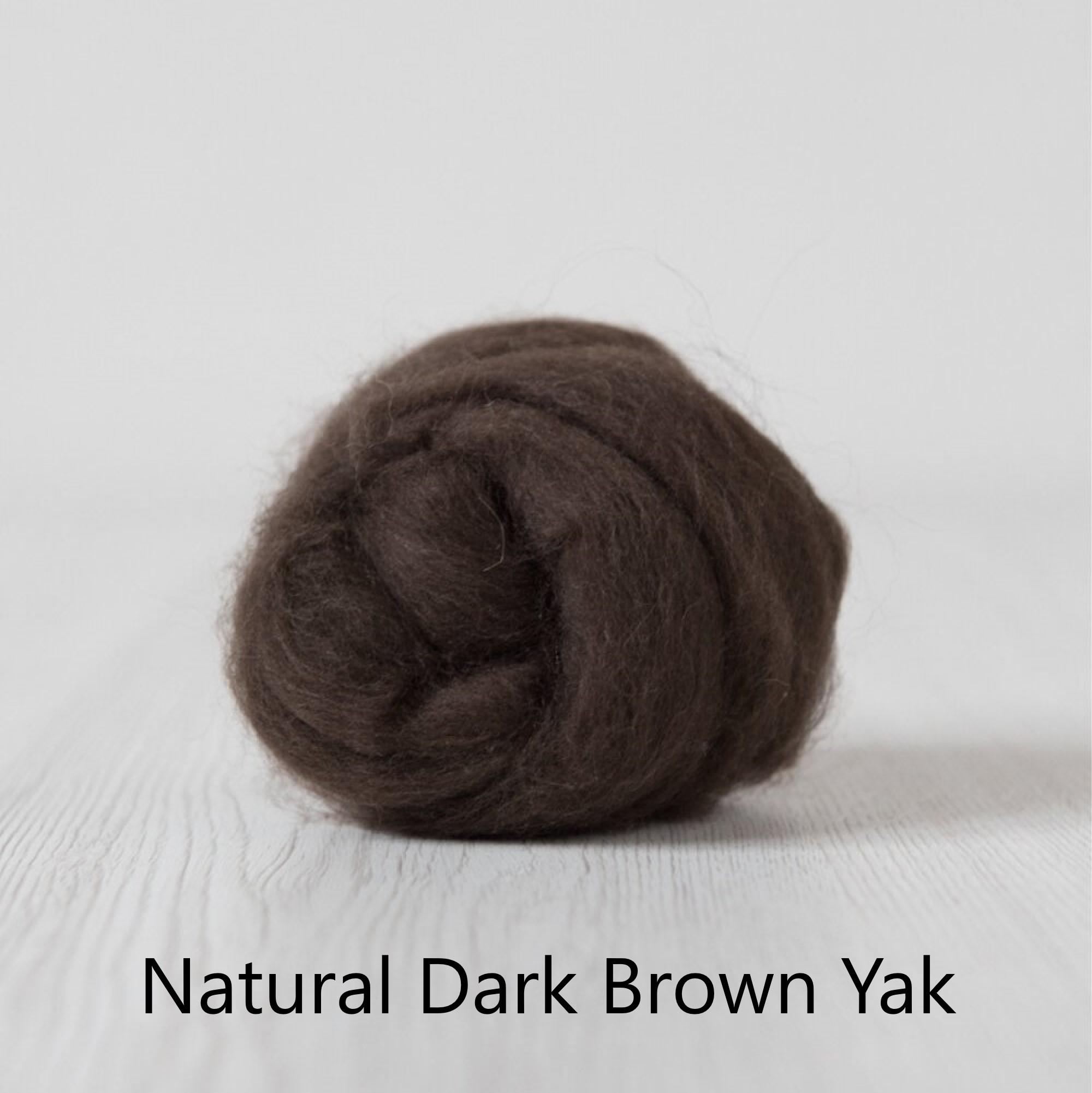 Natural Dark Brown Yak Roving