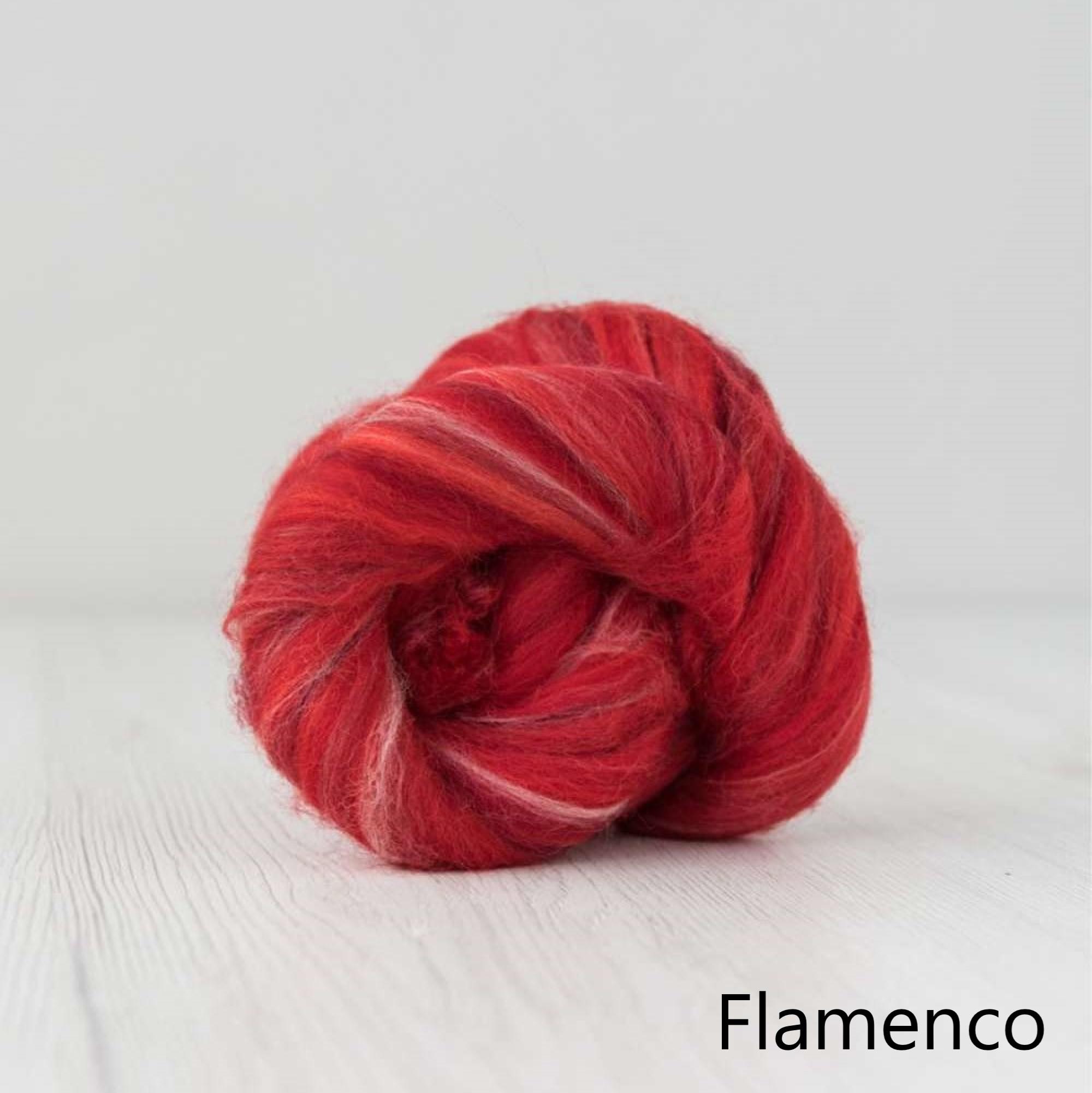 Flamenco Merino and Silk Roving