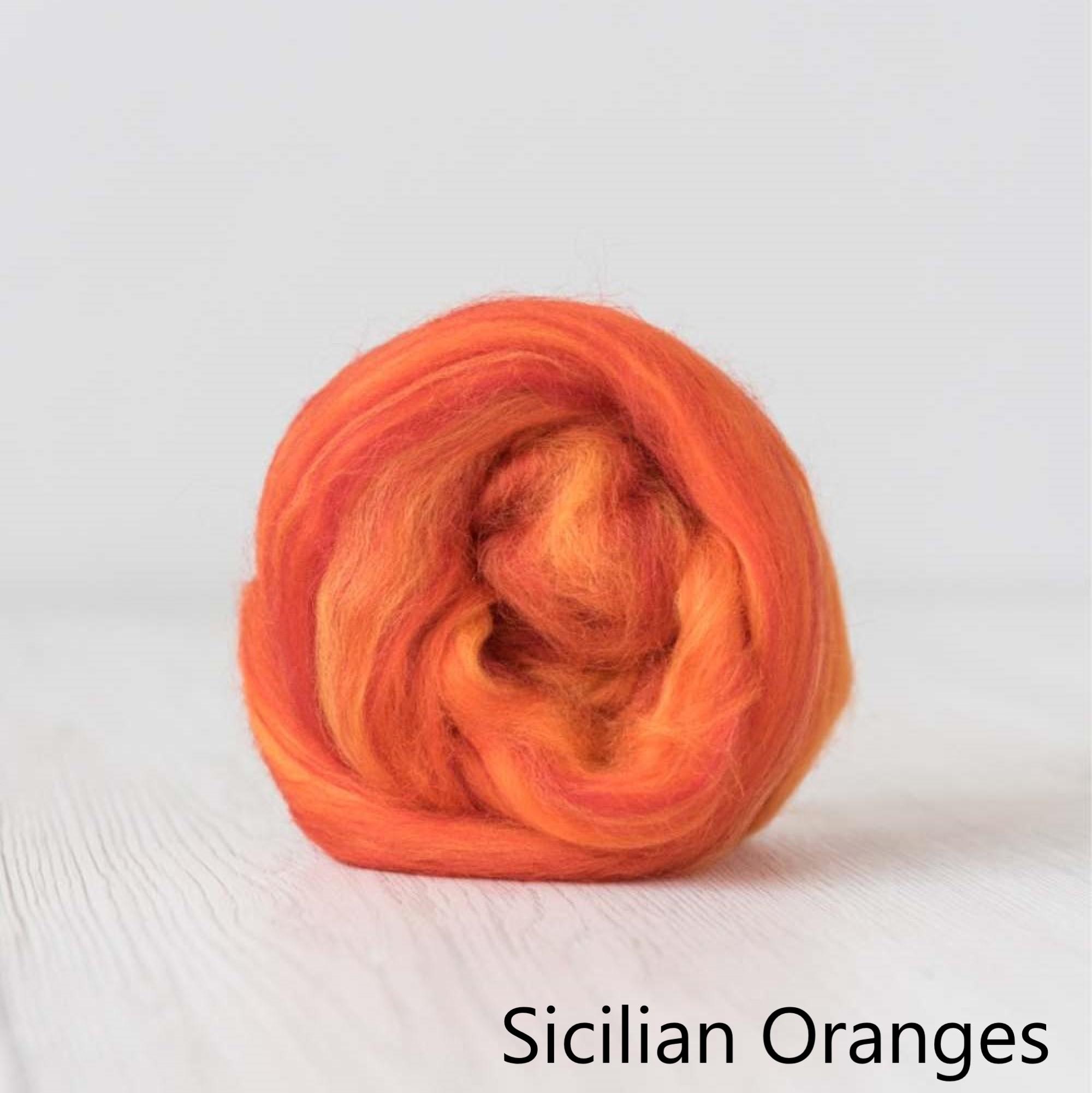 Sicilian Oranges Merino and Silk Roving