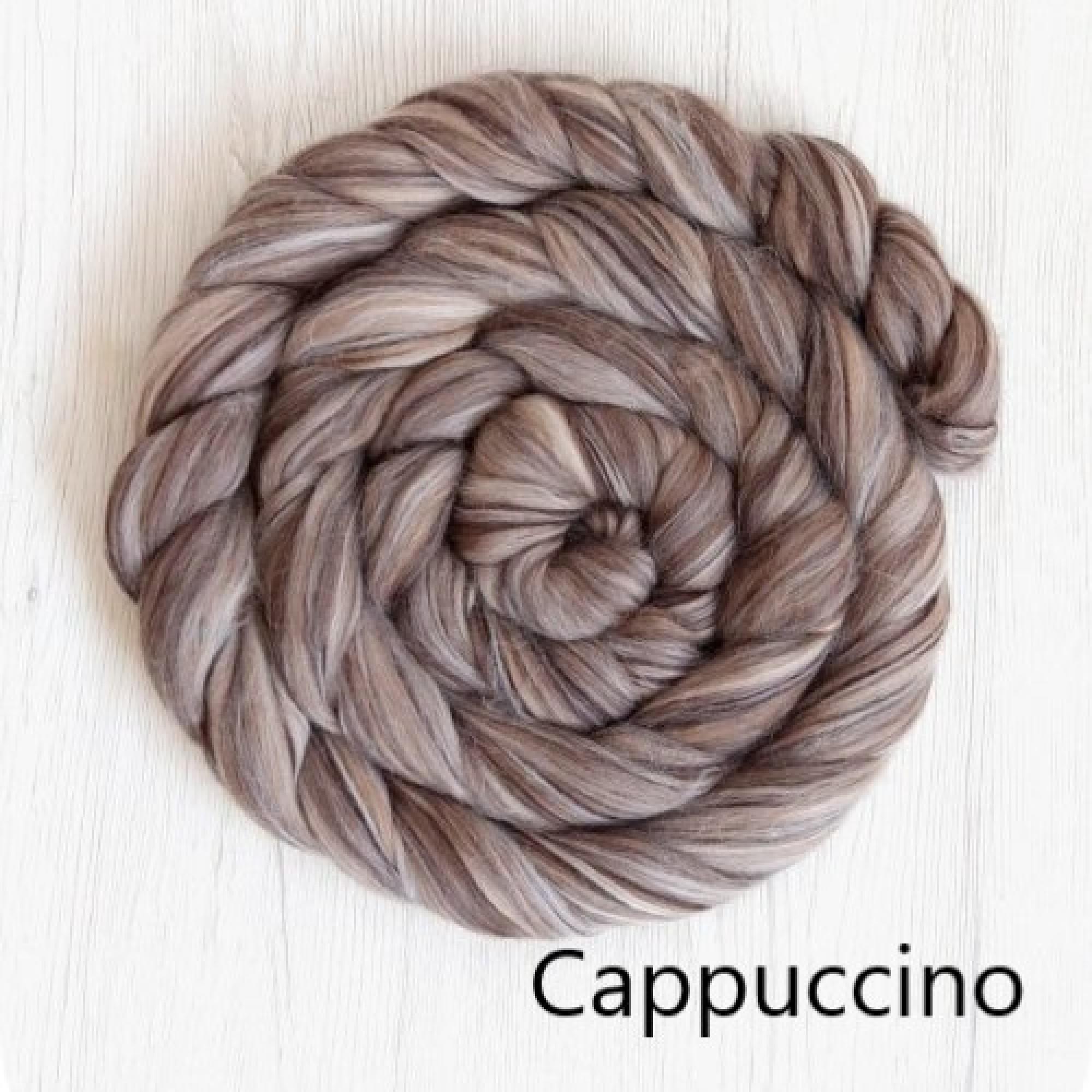 Cappuccino Merino and Silk Roving