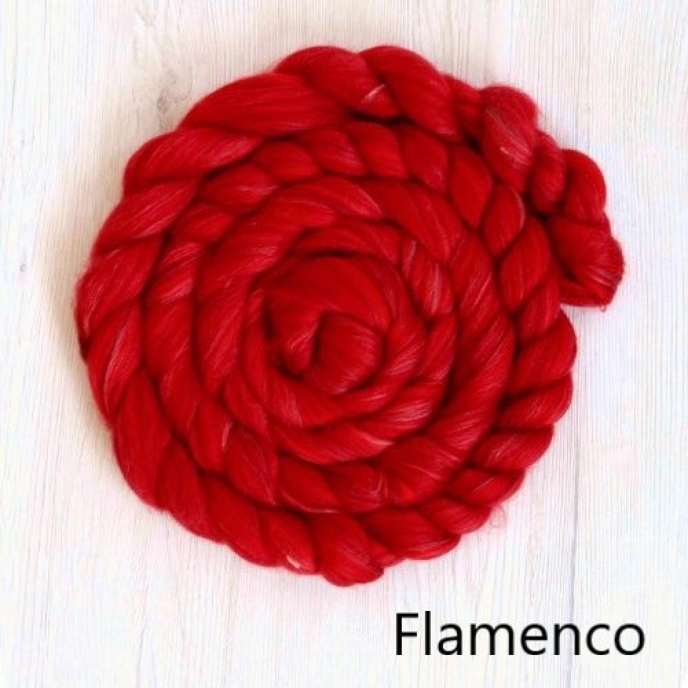 Flamenco Merino and Silk Roving