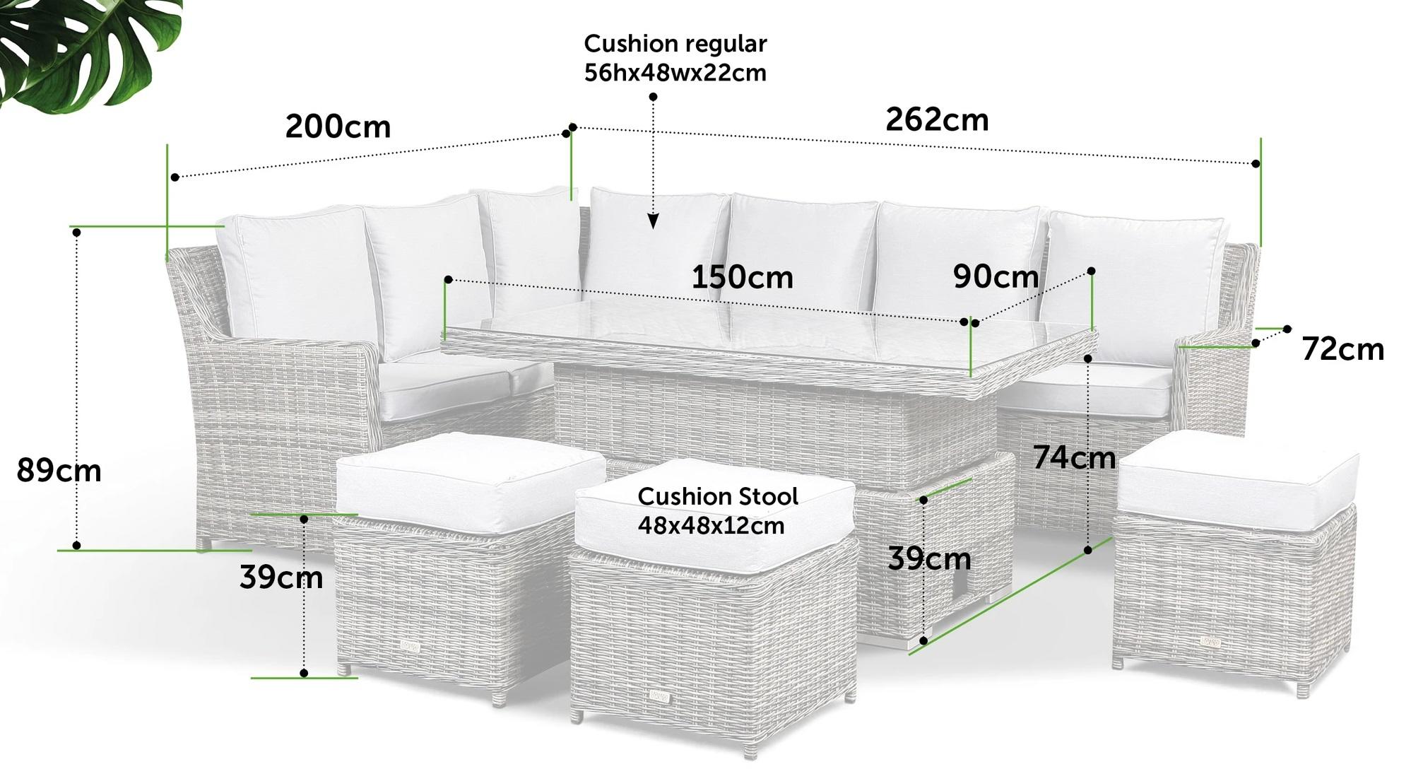 Imola Luxury Grey Rattan Rising Table Corner Set