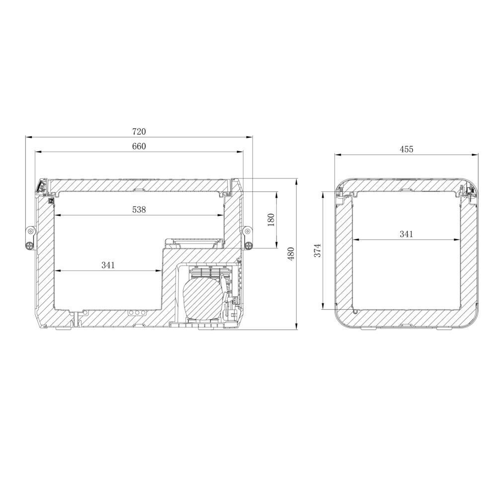 DOMETIC CFX3 55IM Portable Compressor Coolbox dimensions