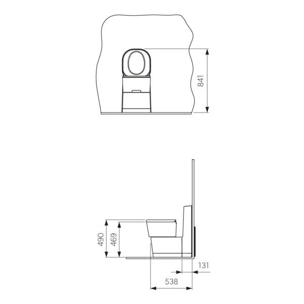 DOMETIC SANEO CS Revolving Cassette Toilet dimensions