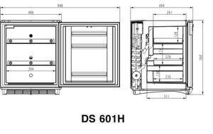 DOMETIC MINICOOL DS 601 H Fridge dimensions