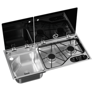 DOMETIC CVC 1700G 2-Burner Hob/Sink Combi With Glass Lid Sink on Left