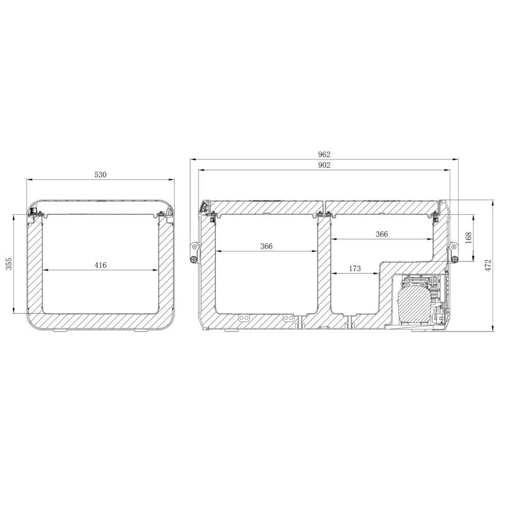 DOMETIC CFX3 95DZ Dual Zone Portable Compressor Coolbox dimensions