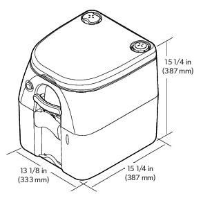 Dometic 976 portable toilet dimensions