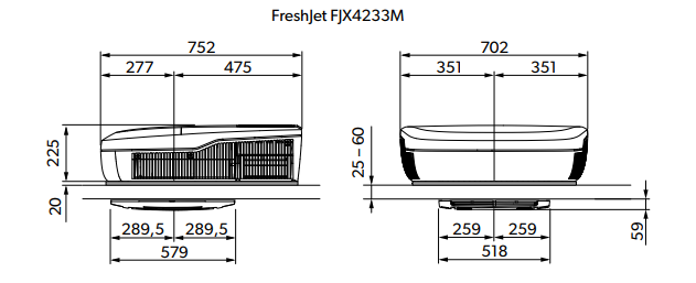 DOMETIC FRESHJET FJX4 1500M Dimensions