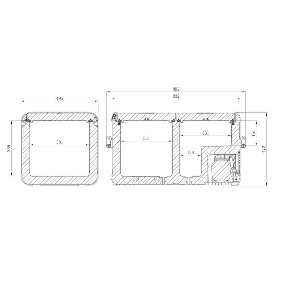DOMETIC CFX3 75DZ Dual Zone Portable Compressor Coolbox dimensions