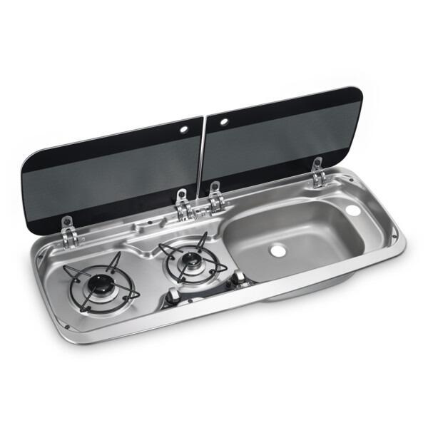 DOMETIC MO 9222R 2-Burner Hob/Sink Combi With Glass Lid and Gas Shut Off