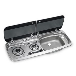DOMETIC MO 9222R 2-Burner Hob/Sink Combi With Glass Lid and Gas Shut Off