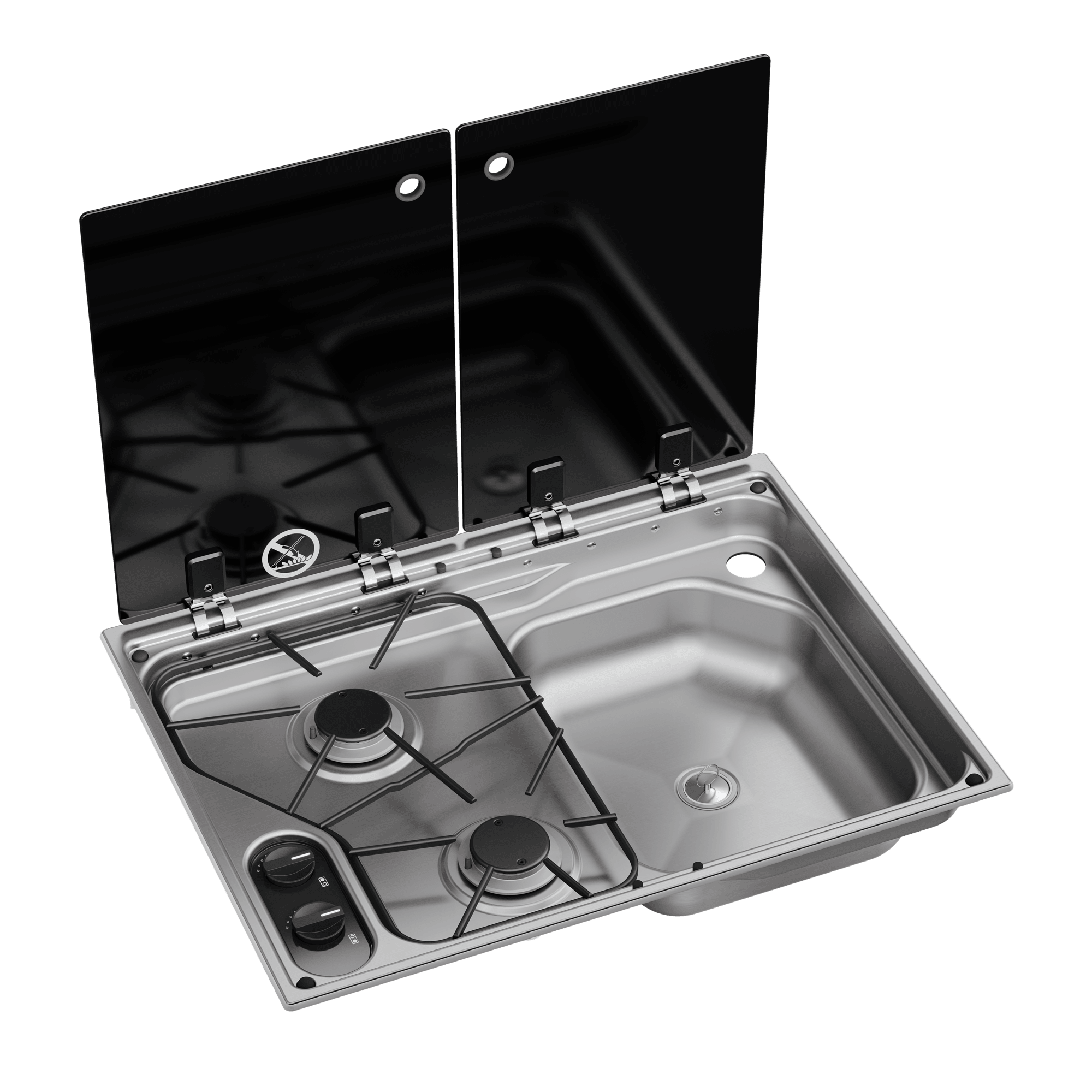 DOMETIC CVC 1600G Right Hand 2-Burner Hob/Sink Combi With Glass Lid