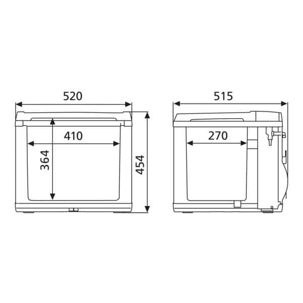DOMETIC COOLFUN CK 40D HYBRID Black 12/230v Portable Cooler/Freezer dimensions