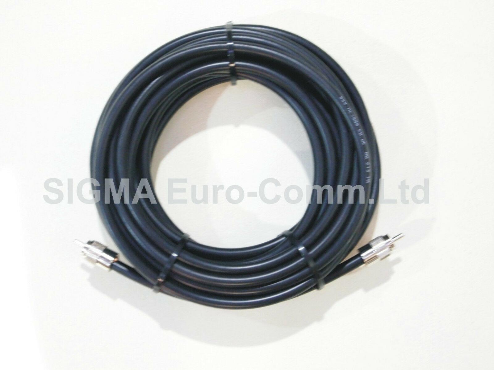 Sigma RG213 Low Loss 50 Ohm Coaxial Cable 20m Fitted With 2 x PL259 Male Connectors