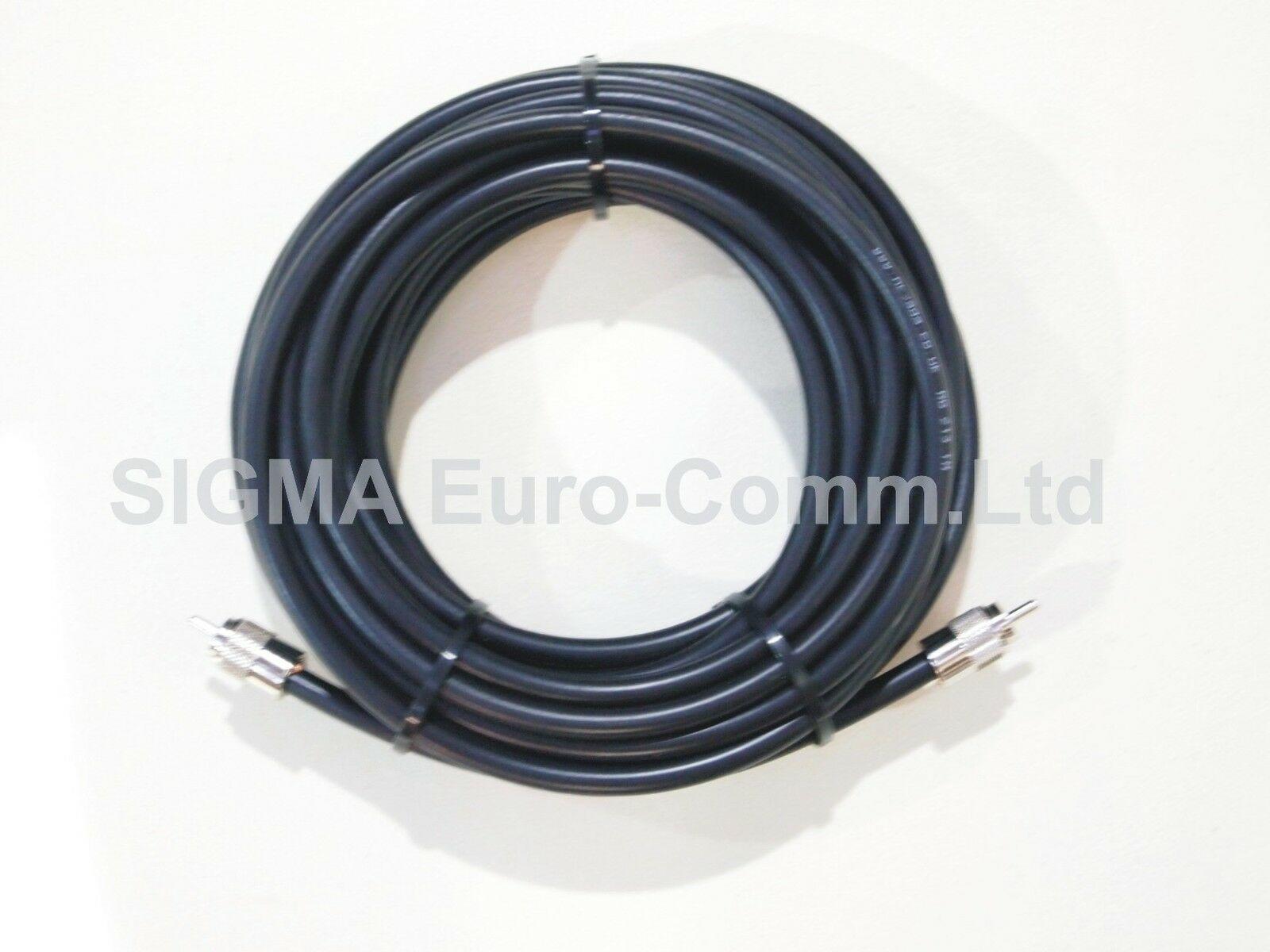 Sigma RG213 Low Loss 50 Ohm Coaxial Cable 25m Fitted With 2 x PL259 Male Connectors
