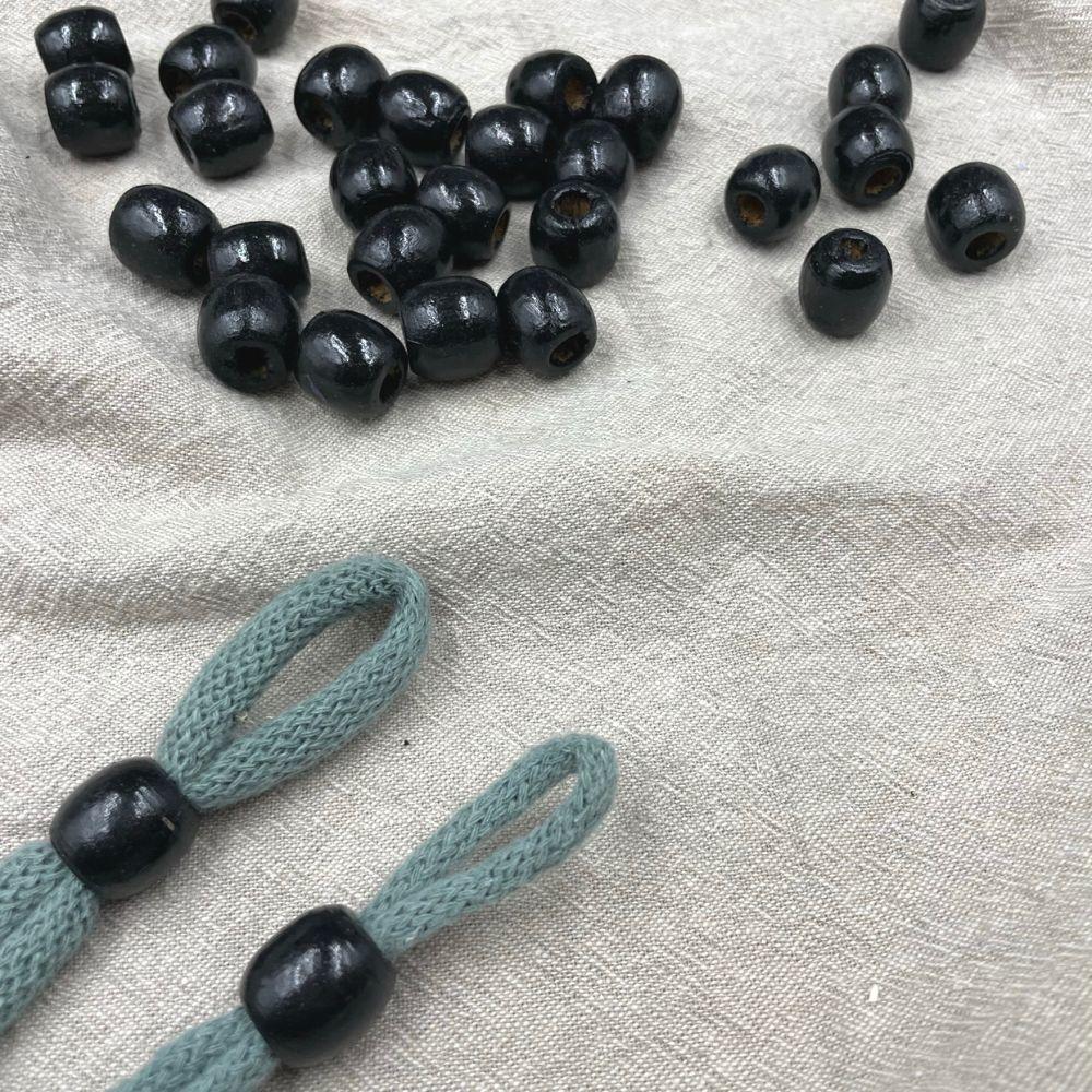black macrame beads