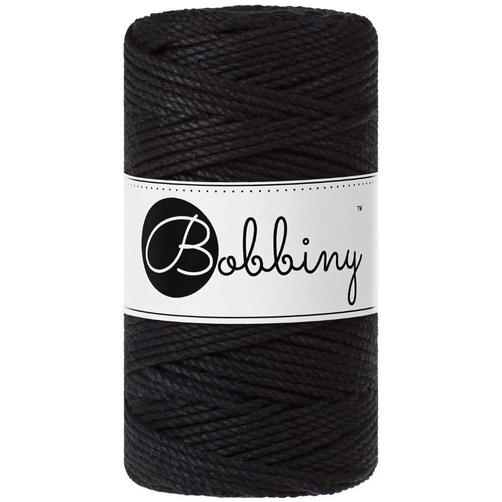 3mm 3ply black bobbiny macrame rope