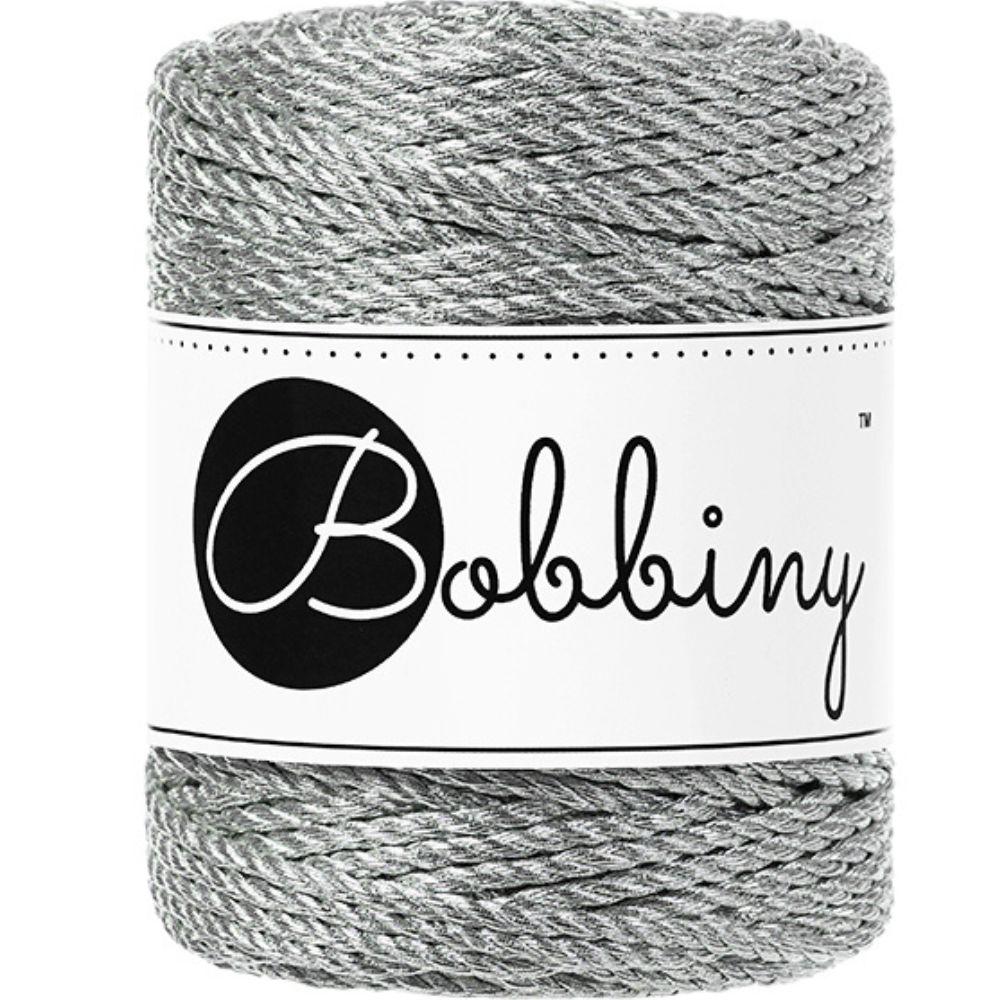 metallic silver 3mm metallic bobbiny rope