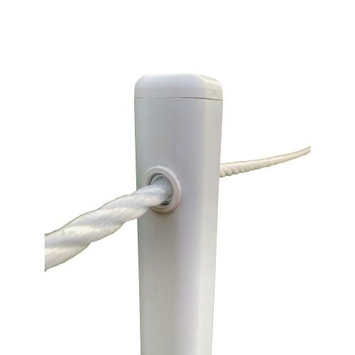 white post with rope going through a hole