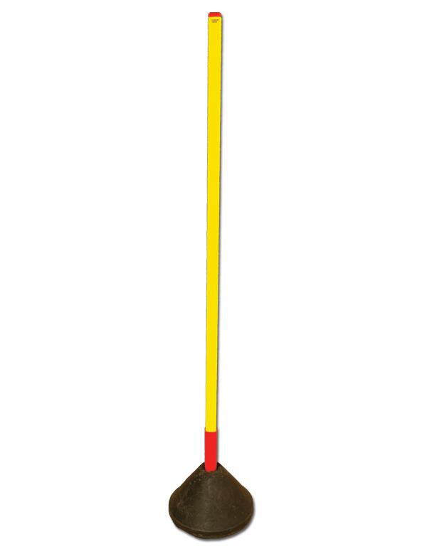 yellow pole with black base