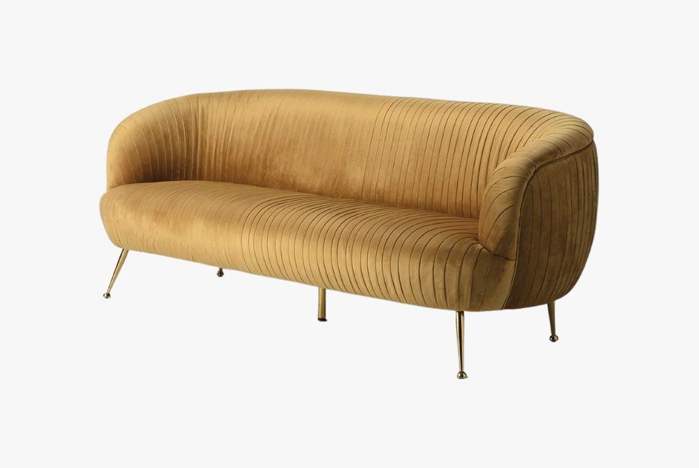 Toronto Gemma Velvet Sofa in Honey Gold with Gold Legs