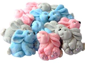 12 Edible Coloured Rabbits Baby Shower Vegan, Dairy & Gluten Free cupcake toppers