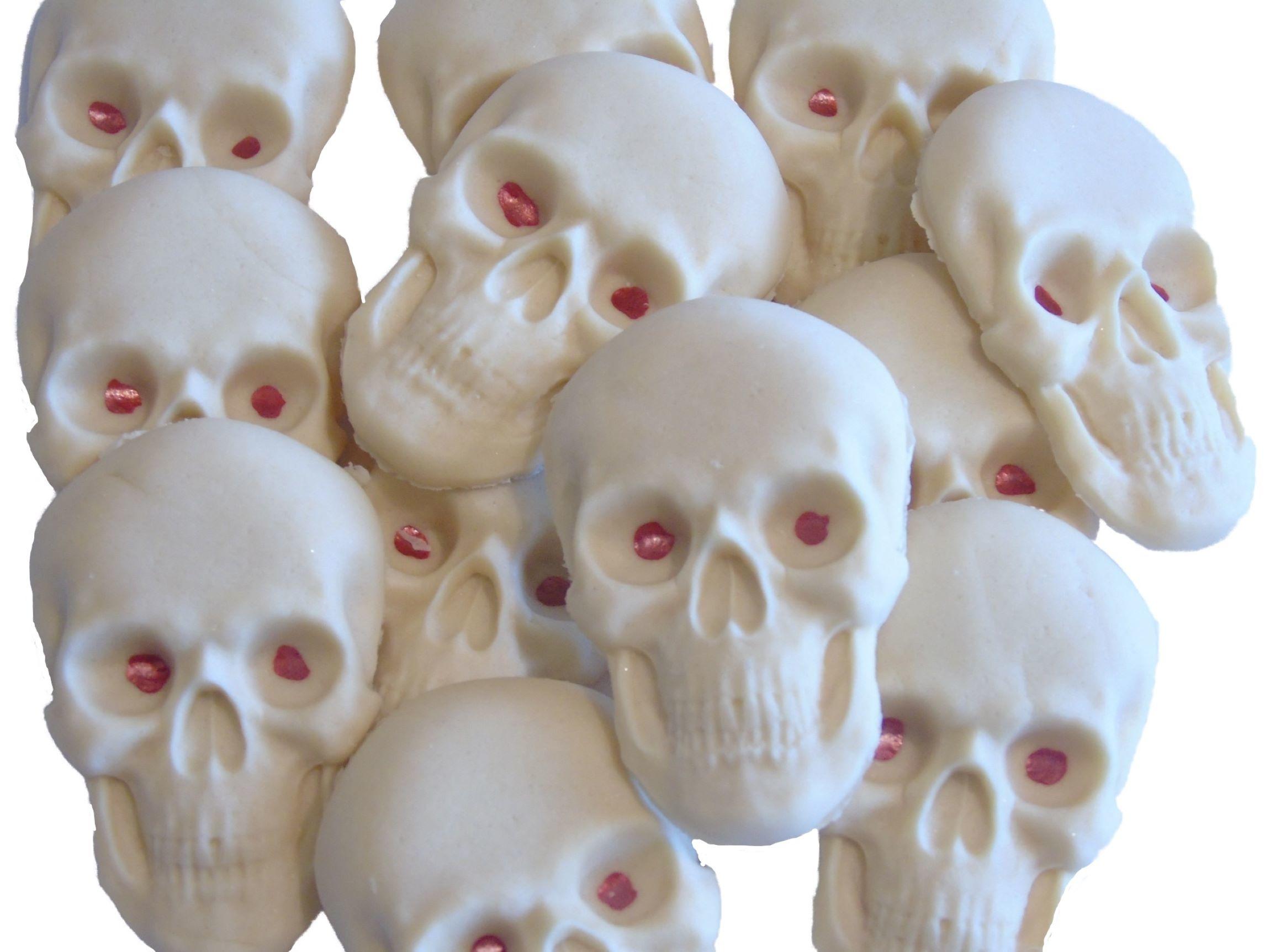 6 Halloween Skulls Vegan Cupcake Toppers Cake Decorations