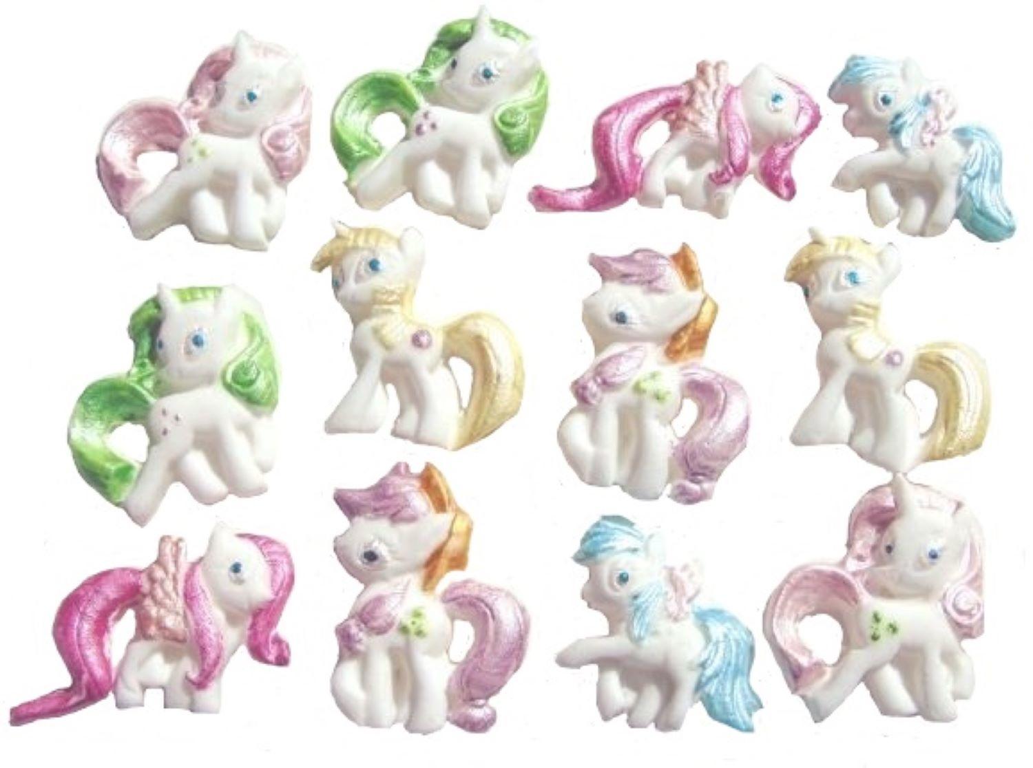 Little White Painted Ponies Birthday Celebration Vegan Cupcake Toppers