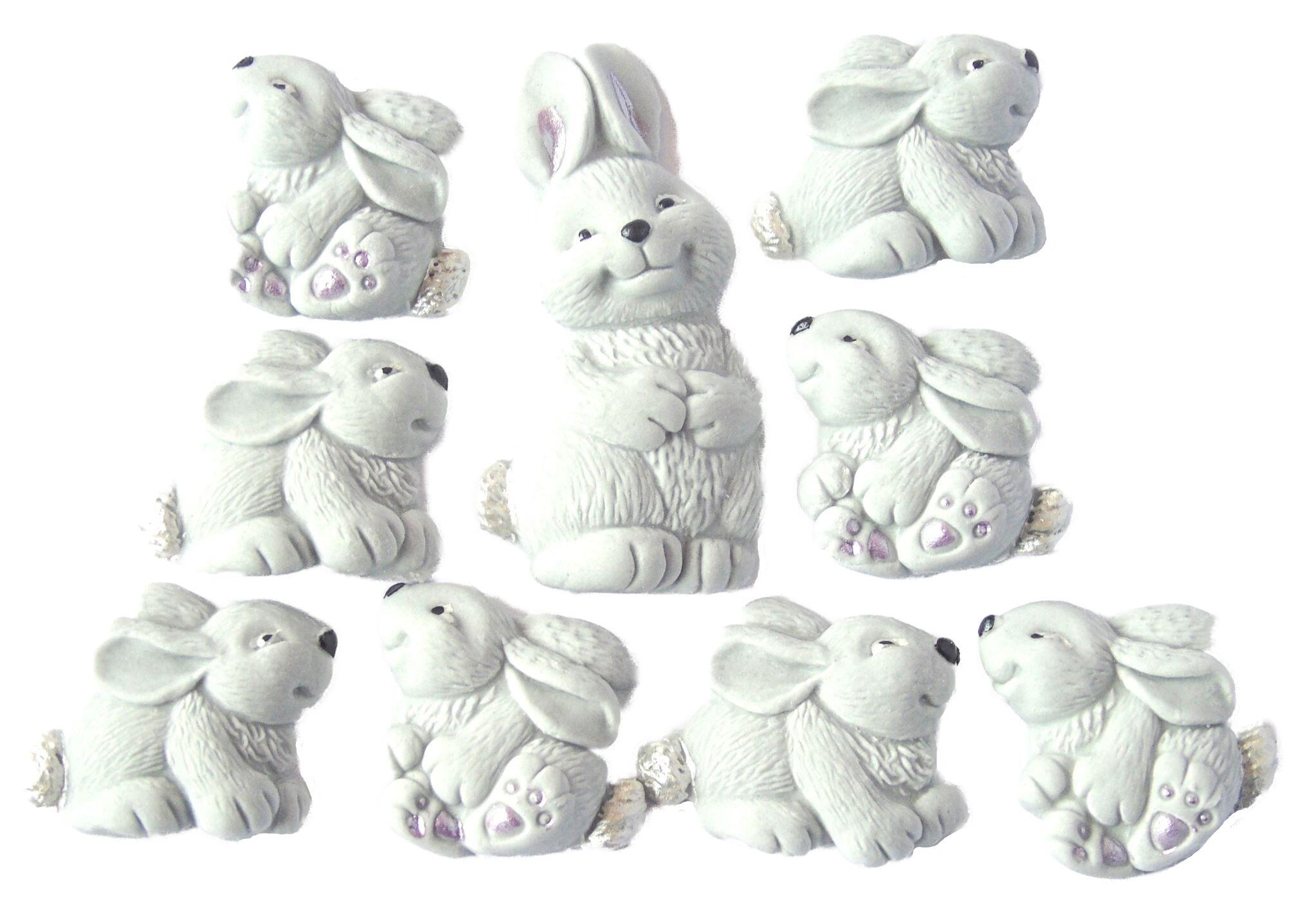 Easter Vegan Cake Decorations 1 Mother Rabbit and 8 Baby Rabbits