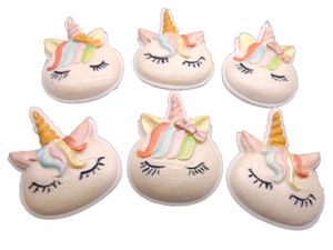 Set  6 unicorn faces handmade cupcake topper decorations