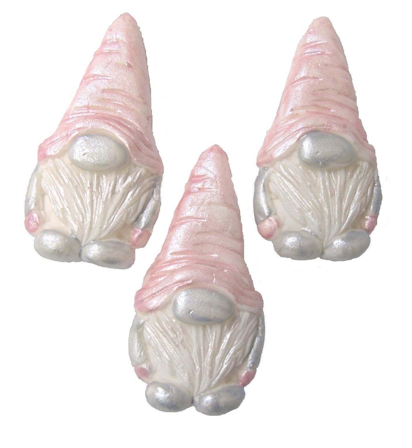 Set Gnome cupcake toppers with Pink hats, all vegan dairy and gluten free