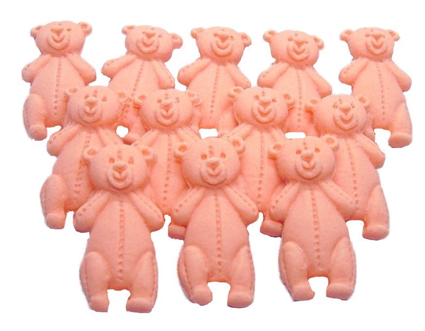 12 Edible Peach Little Teddys Baby shower Cupcake Cake Toppers