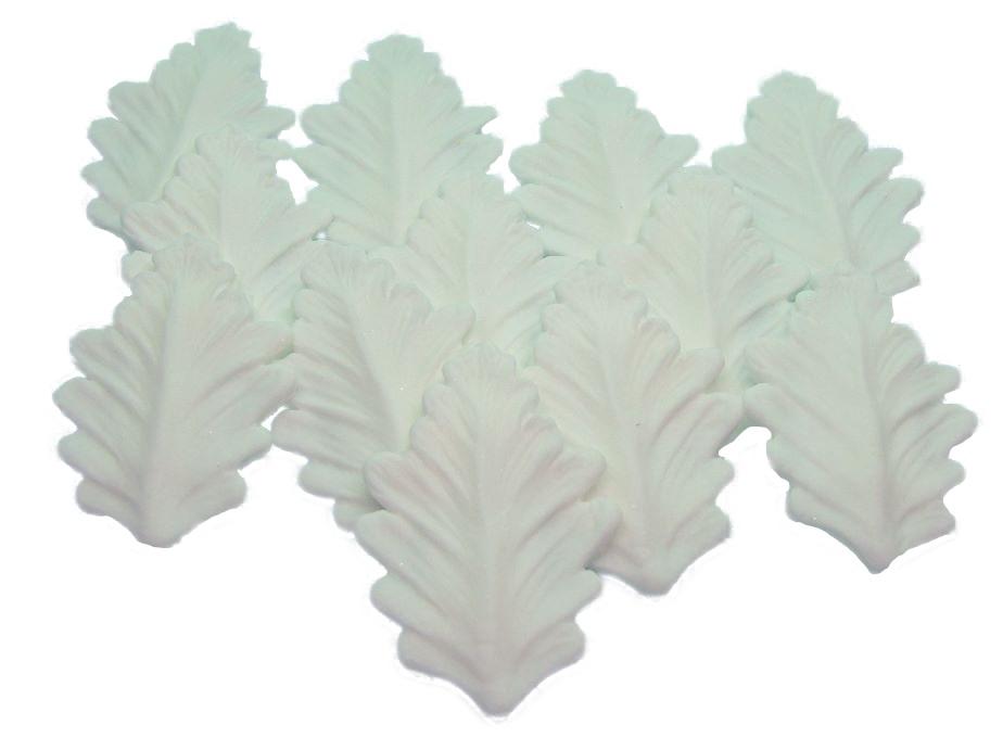 12 Pressed White Leaves for flowers Vegan Cupcake Toppers