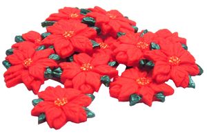 12 Small Red Poinsettia Vegan Cupcake Toppers Cake Decorations