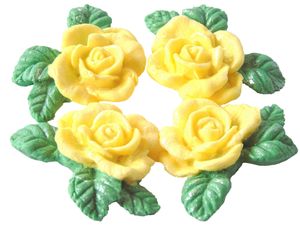 4 Vegan Glittered Yellow Rose Garland Wedding Cake Decorations