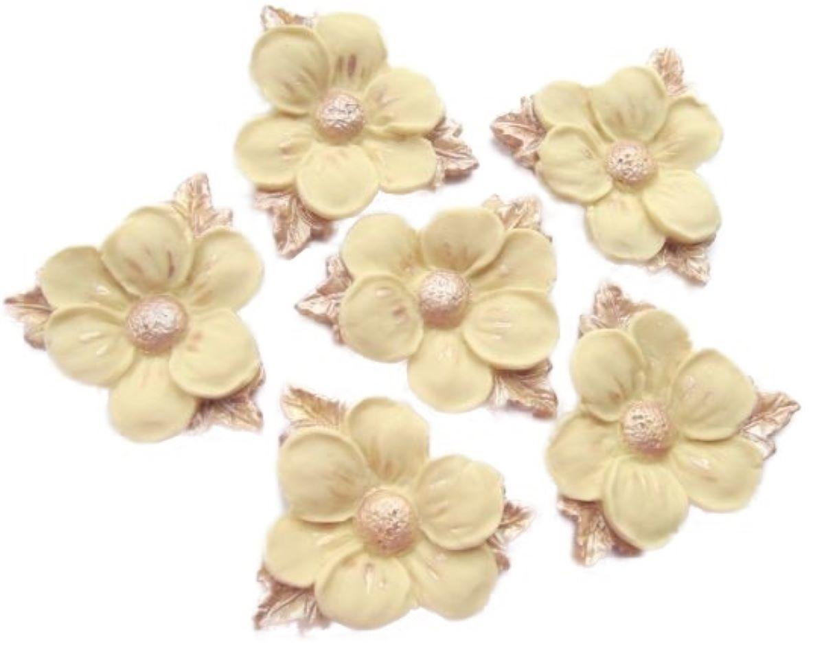 6 Handmade Cream Wedding Flowers Vegan Cake Decorations