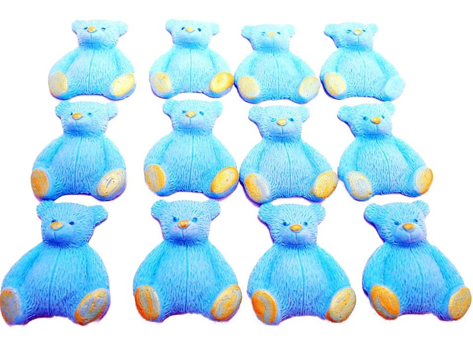 12 Edible Blue Teddies Cupcake Toppers Cake Decorations