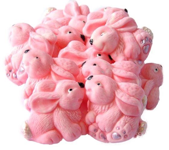 12 Edible Pink Rabbits Baby Shower Vegan, Dairy & Gluten Free cupcake toppers